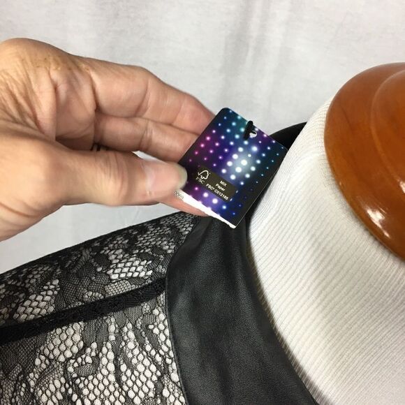 NWT Glol XL purple black lace button shirt long sleeved 100% polyester - Picture 5 of 7